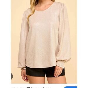 Lafayette 148 S Gold Shimmer Silk Blouse